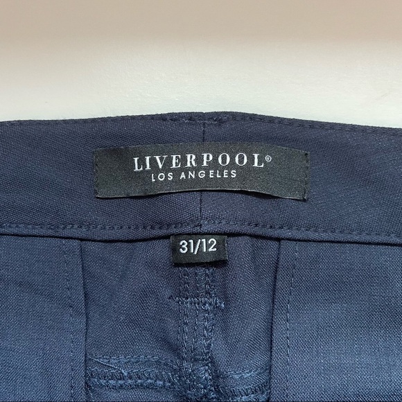 Liverpool Navy Blue Belted Tie Waist Relaxed Fit Cropped Pants 31 Women’s - Picture 11 of 13